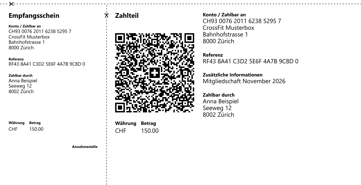 Swiss QR-bill: Membership Fees by QR-bill